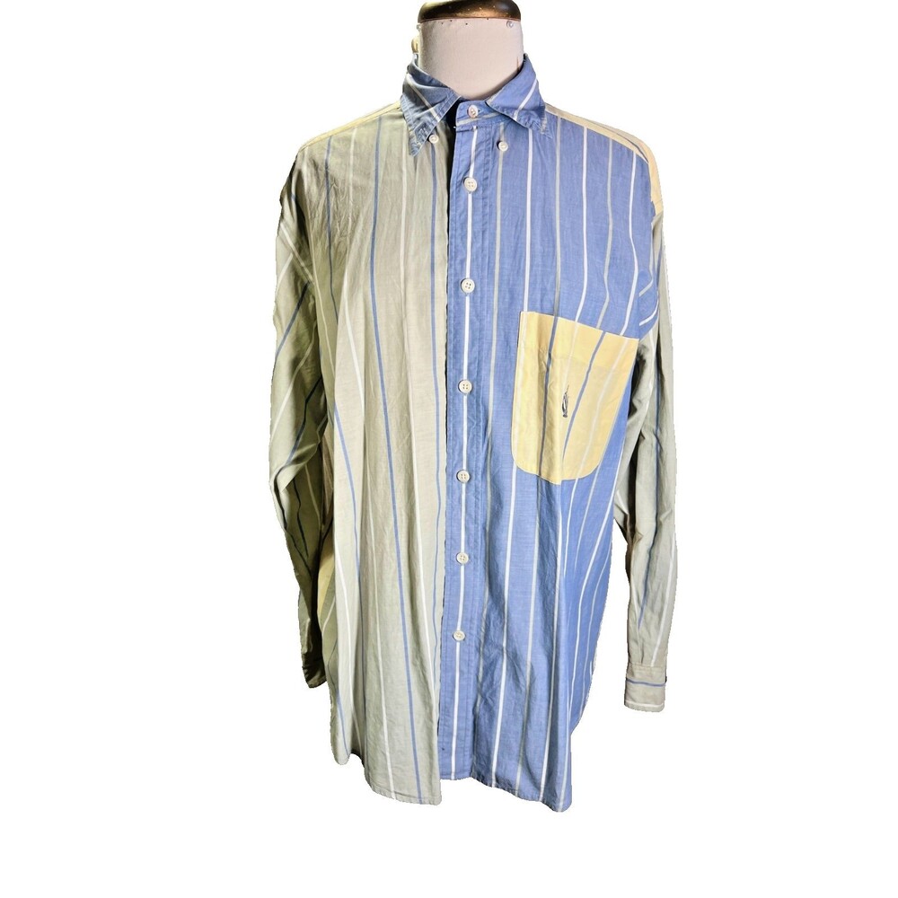 Nautica Oxford Shirt Size M Vintage Men's Striped Pastel Heritage Brand Preppy